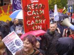 Banner in Birmingham - 'Keep Calm and Carry On' replaced with 'Get Mad and Put Your Foot Down!'